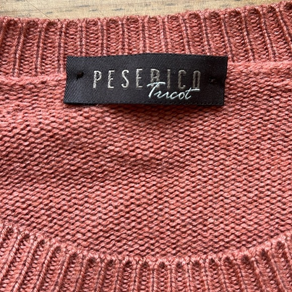 Peserico Tricot Women’s Short Sleeve Wool Silk Cashmere Sweater Blouse Top L - Picture 14 of 16